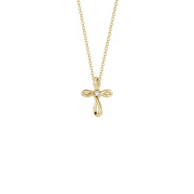 Diamond Incrusted Infinity Cross Necklace yellow (14K) front - Lucky Diamond - New York