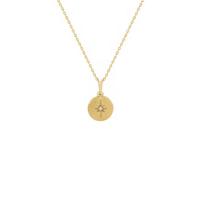 Diamond Starburst Medallion Necklace yellow (14K) front - Lucky Diamond - New York