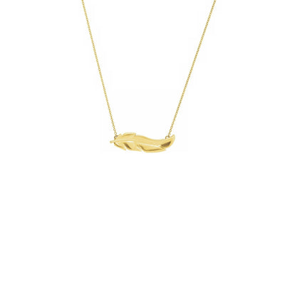 Feather Necklace yellow (14K) front - Lucky Diamond - New York