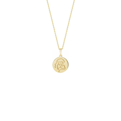 Lovely Mother with Baby Medallion Necklace yellow (14K) front - Lucky Diamond - New York
