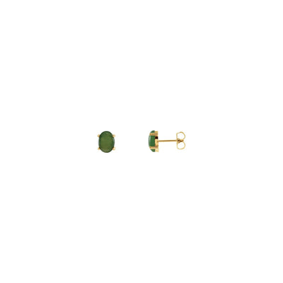 Oval Nephrite Jade Stud Earrings (14K) main - Lucky Diamond - New York