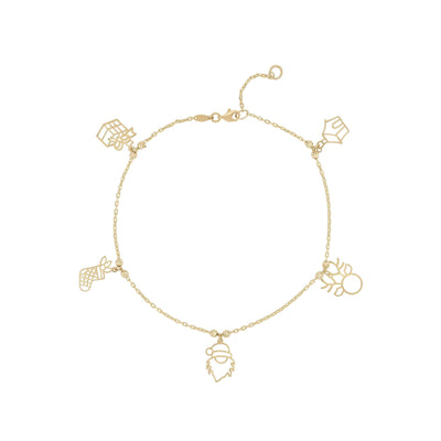 Holiday Cut-Out Charms Bracelet (14K) front - Lucky Diamond - New York