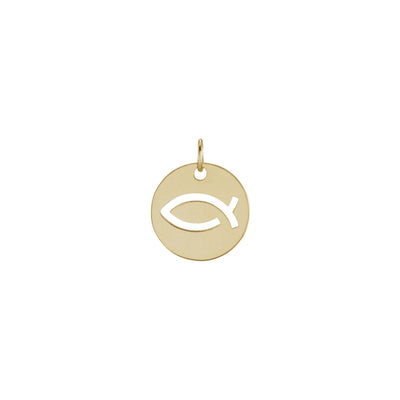 Ichthus Religious Fish Symbol Pendant (14K) front - Lucky Diamond - New York