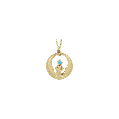 Natural Turquoise Phoenix Necklace (14K) front - Lucky Diamond - New York