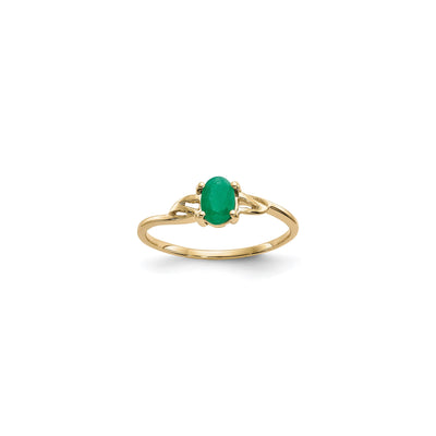 Oval Emerald Solitaire Ring (14K) front - Lucky Diamond - New York