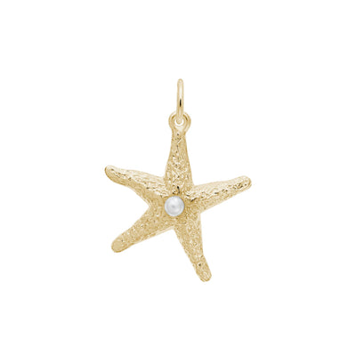 Starfish with Pearl Pendant yellow (14K) main - Lucky Diamond - New York