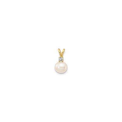 White Freshwater Cultured Pearl Diamond Pendant (14K) front - Lucky Diamond - New York