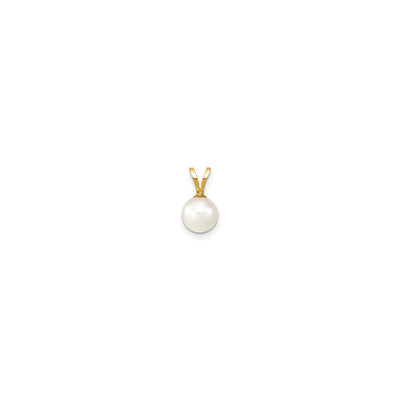 White Freshwater Akoya Cultured Pearl Pendant (14K) front - Lucky Diamond - New York