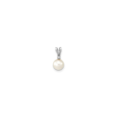 White Saltwater Akoya Cultured Pearl Diamond Pendant (14K) front - Lucky Diamond - New York