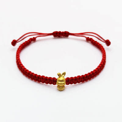 Fortune Little Rabbit Chinese Zodiac Red String Bracelet (24K) Lucky Diamond - New York