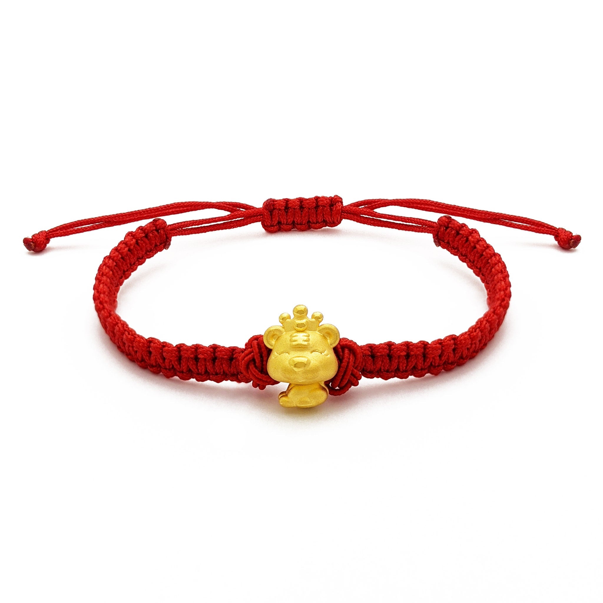 Tiger King Chinese Zodiac Red String Bracelet (24K)