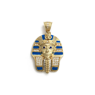 Colorful Icy Pharaoh King Tut Pendant (14K) front - Lucky Diamond - New York