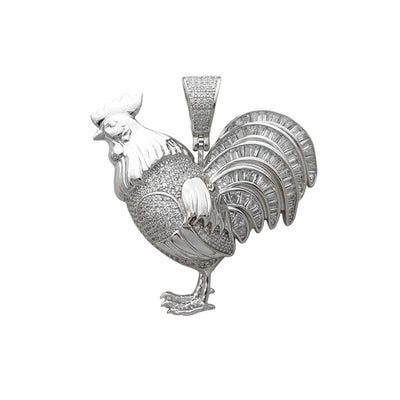 Baguette Tail Rooster Pendant (Silver) Lucky Diamond New York