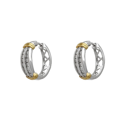 Diamond Two-Row Huggie Earrings (14K) Lucky Diamond New York