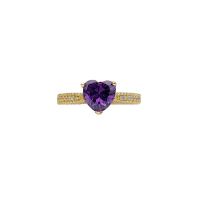 Milgrained Micro-Pave Heart Ring (14K) Lucky Diamond New York