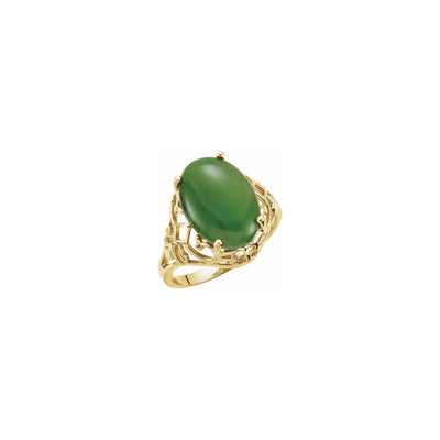 Oval Nephrite Jade Openwork Ring (14K) main - Lucky Diamond - New York