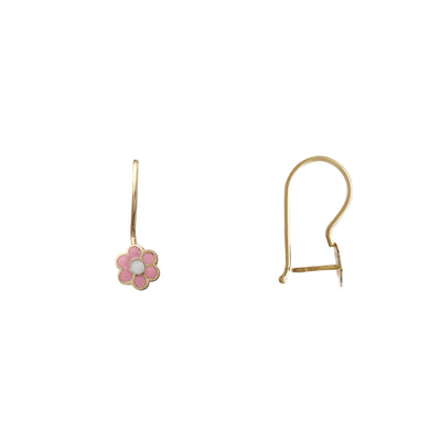 Pink Flower Dangling Earrings (14K) Lucky Diamond New York