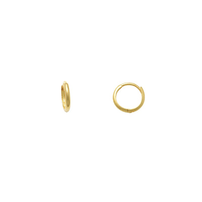 Yellow Gold Plain Huggie Earrings (14K) Lucky Diamond New York