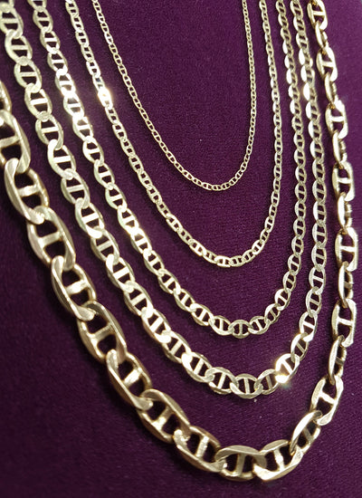 Solid Mariner Flat Link Chain (14K) side - Lucky Diamond - New York