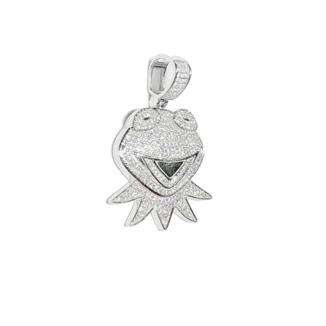 Iced-Out Kermit the Frog Pendant (Silver) – Lucky D