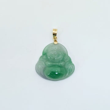 Laughing Buddha Jade Pendant (14K)