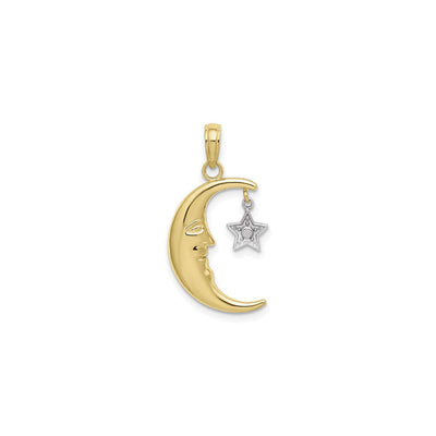 Moon with Dangling Star Pendant (10K) front - Lucky Diamond - New York