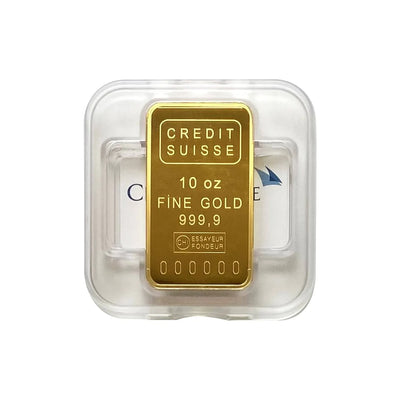 10oz-311g-Fine-Gold-24K-Credit-Suisse-Bar-Front-Only-Sealed-Box-Assay-Certificate