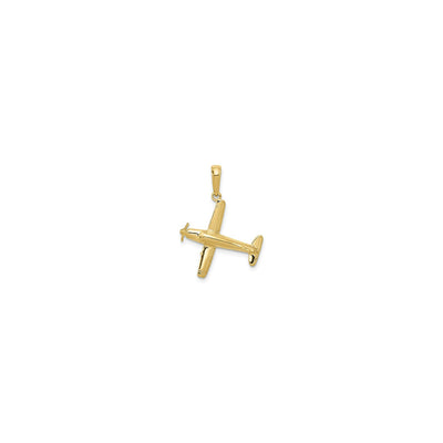 3D Low-Wing Airplane Pendant yellow (14K) front - Lucky Diamond - New York