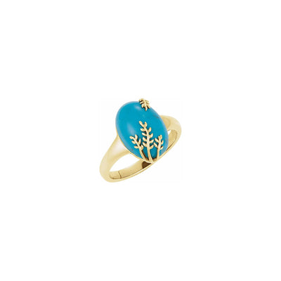 Chinese Turquoise Leafy Ring (14K) main - Lucky Diamond - New York