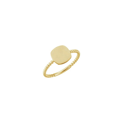 Cushion Square Beaded Stackable Signet Ring yellow (14K) main - Lucky Diamond - New York