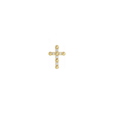 Diamond Beaded Cross Pendant yellow (14K) front - Lucky Diamond - New York