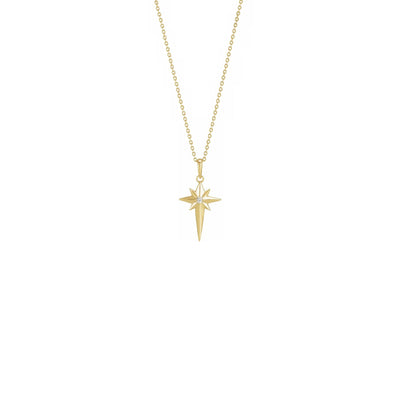 Diamond Incrusted Celestial Cross Necklace yellow (14K) front - Lucky Diamond - New York
