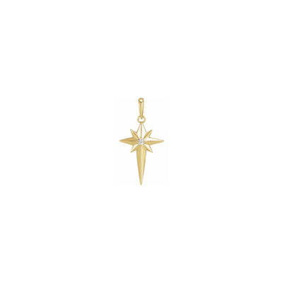 Diamond Incrusted Celestial Cross Pendant yellow (14K) front - Lucky Diamond - New York