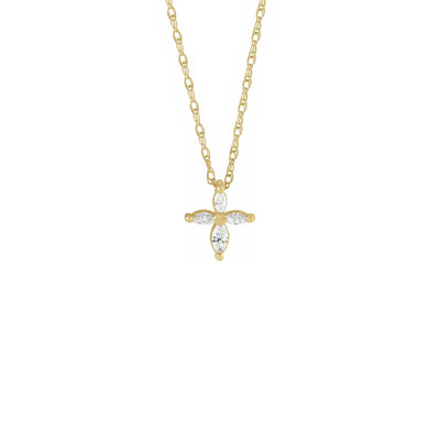 Diamond Marquise Cross Necklace yellow (14K) front - Lucky Diamond - New York
