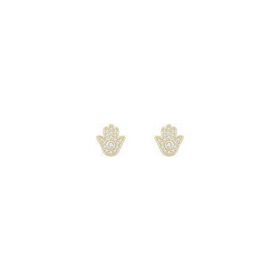 Diamond Mini Hamsa Stud Earrings yellow (14K) front - Lucky Diamond - New York