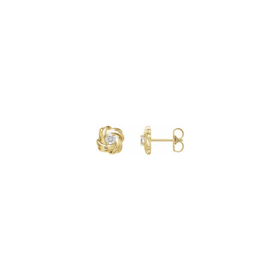 Diamond Solitaire Knot Stud Earrings yellow (14K) main - Lucky Diamond - New York
