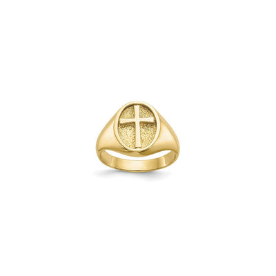 Eternal Life Cross Signet Ring (14K) main - Lucky Diamond - New York
