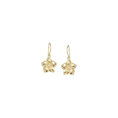 Forget Me Not Flower Dangling Earrings yellow (14K) front - Lucky Diamond - New York