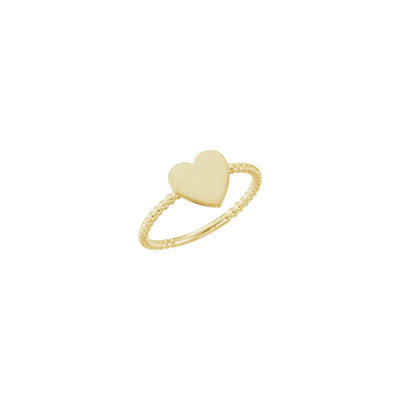 Heart Beaded Stackable Signet Ring yellow (14K) main - Lucky Diamond - New York