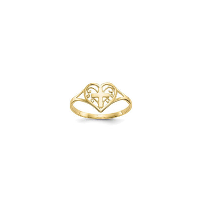 Heart Filigree Cross Ring (10K) main - Lucky Diamond - New York