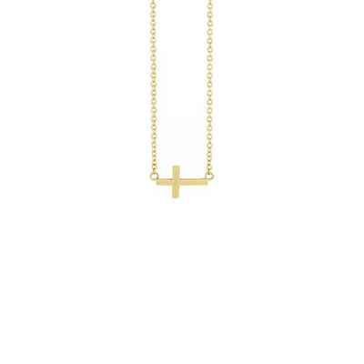 Mini Sideways Cross Necklace yellow (14K) front - Lucky Diamond - New York
