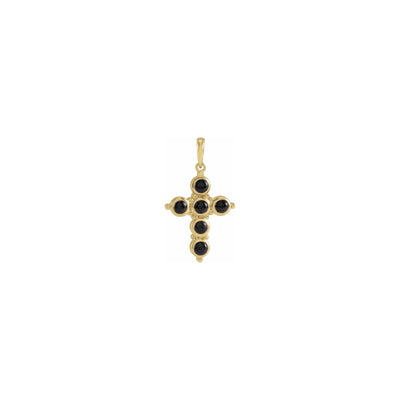 Onyx Cabochon Cross Pendant yellow (14K) front - Lucky Diamond - New York