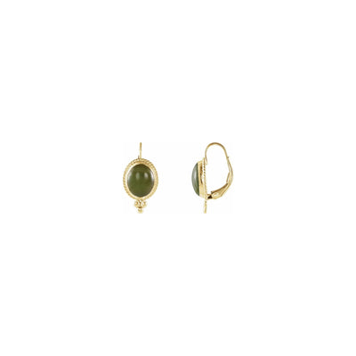Oval Nephrite Jade Rope Framed Earrings (14K) main - Lucky Diamond - New York