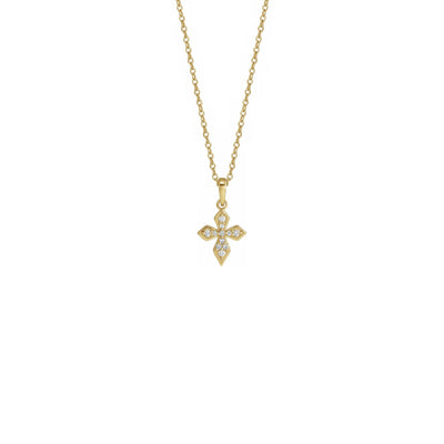Petite Diamond Cross Necklace yellow (14K) front - Lucky Diamond - New York