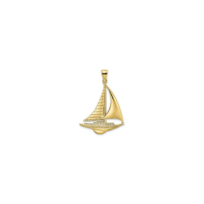 Ribbed Catamaran Sailing Boat Pendant (14K) front - Lucky Diamond - New York