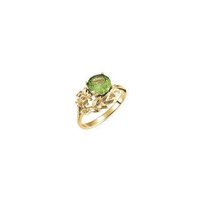 Round Green Gemstone Floral Ring yellow (14K) main - Lucky Diamond - New York