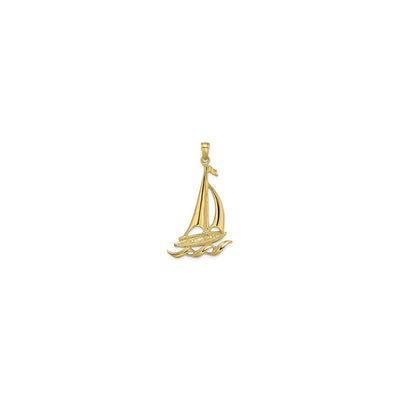 Sailboat with Waves Pendant (14K) front - Lucky Diamond - New York