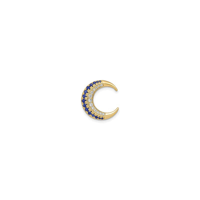 Sapphire and Diamond Crescent Moon Pendant (14K) front - Lucky Diamond - New York