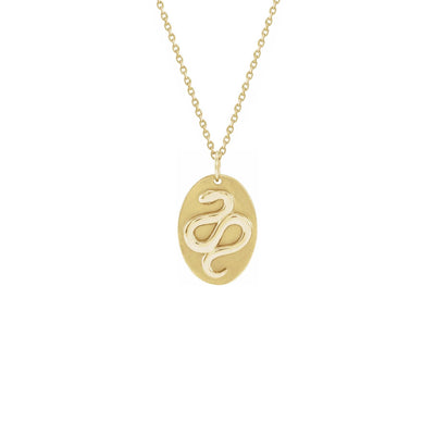 Snake Oval Medal Necklace yellow (14K) front - Lucky Diamond - New York