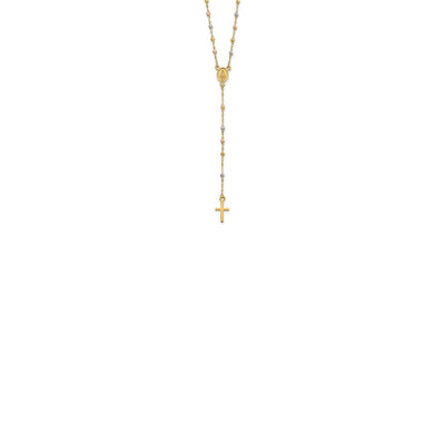 Tri-Color Faceted Beads Rosary Necklace (14K) front - Lucky Diamond - New York